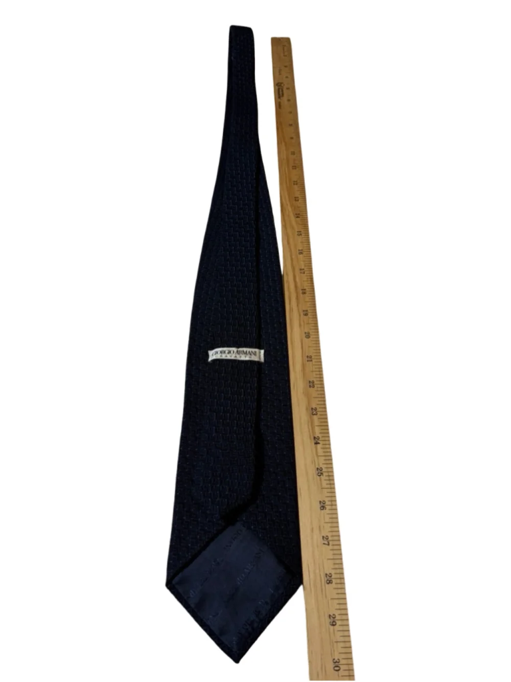Giorgio Armani Cravatte Navy Silk Wool Blend Geometric Luxury Tie Italy